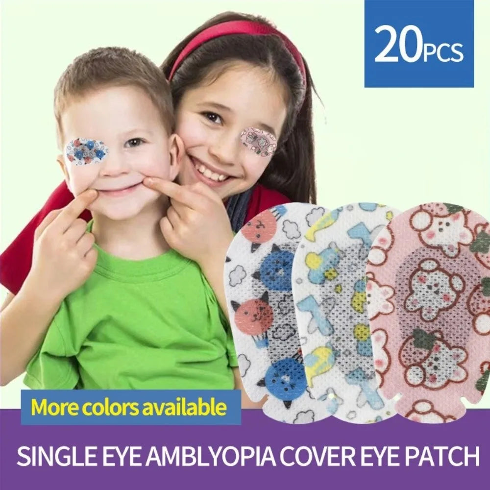 20Pcs Cartoon Pattern Kids Eye Patches Soft Skin-friendly Strabismus Treatment Patch Disposable Adhesive Vision Care Patch