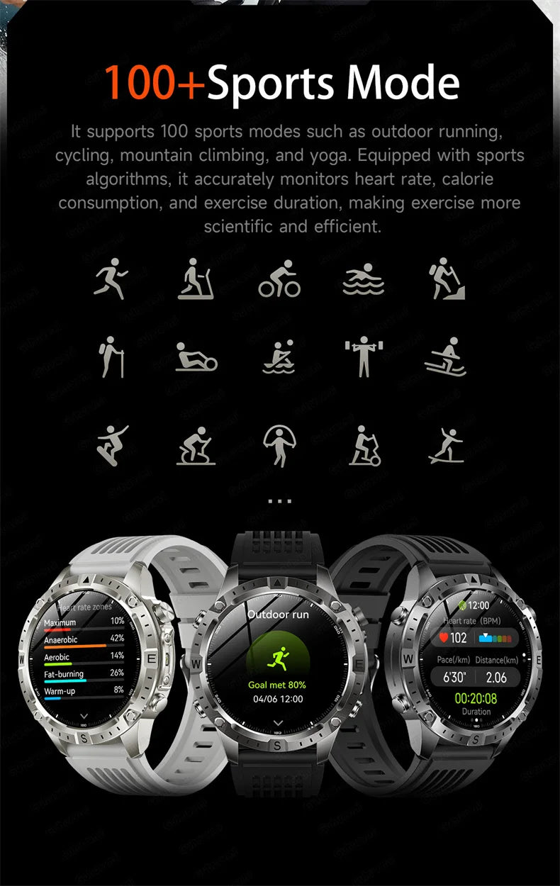 GPS Sports Smartwatch Men Women Swim Waterproof Fitness Tracker 2GB Memory Offline Maps  SpO2 Rugged Outdoor Smartwatch for Men