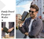 Family Passport Wallet with AirTag Slot for Travel Genuine Leather Credit Card Boarding Pass Holder Pen Cover Money Clutch Bag