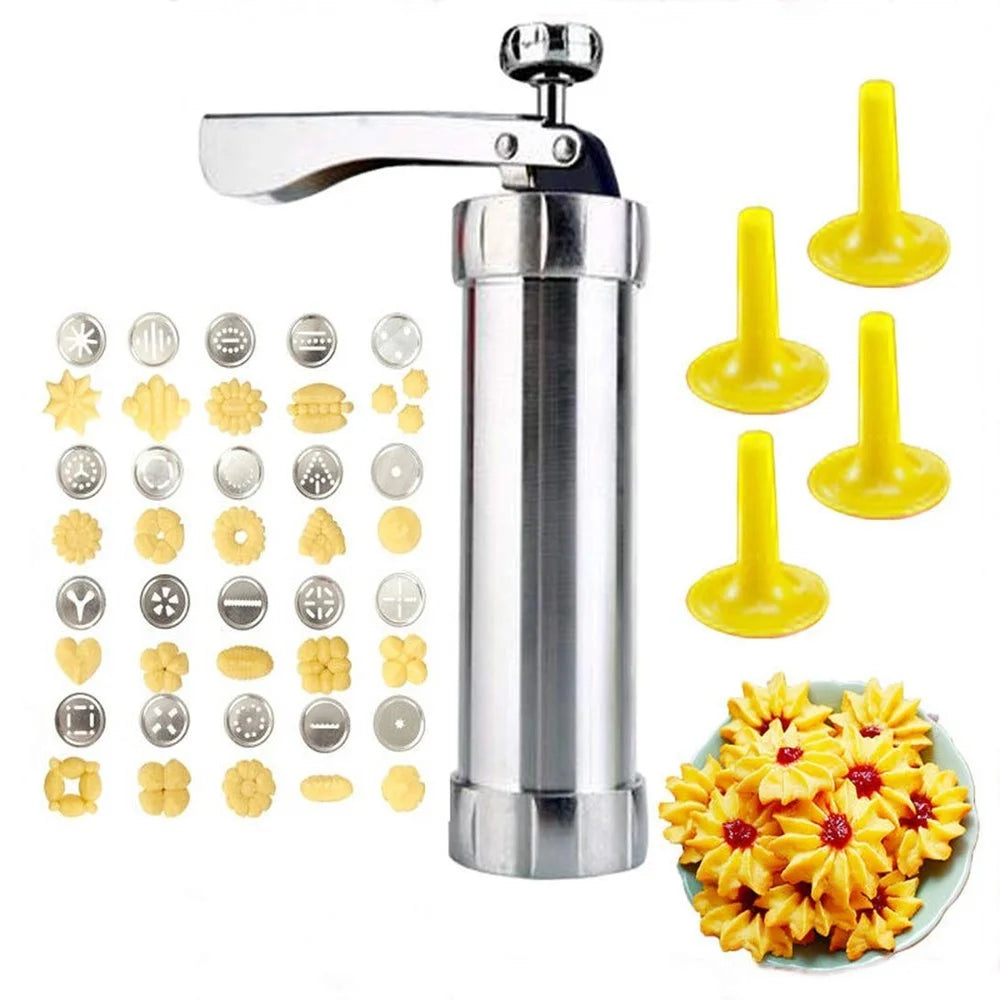 Cookie Press Gun Kit  Aluminum Cookie Churros Maker Christmas Spritz Cookie Press Gun 10/20 Cookie Discs and 4 Icing Nozzles Main image