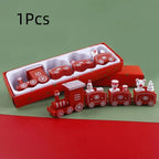 Kids Christmas Plastics Train Toy Mini Train Decor Set for Christmas Party Christmas Train Ornament Fun Gift Home Decoration