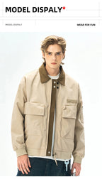 Men's Spring Casual Blazer Jacket Turn-Down Collar Stylish Versatile Office Wear Lightweight Coat Trendy Man Large Pocket Jacket