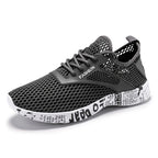 Summer Mens Black Hollow Mesh Sneakers Fashion Breathable Lightweight Casual Walking Shoes Printed Sole Outdoor Sports Footwear