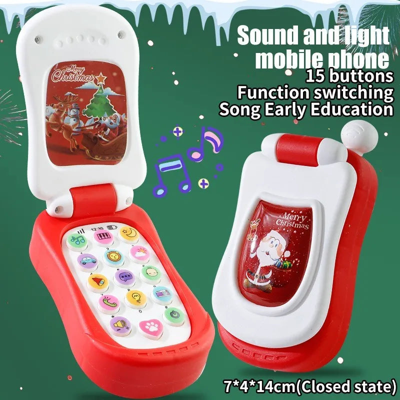 Puzzle early education music mobile phone cartoon simulation flip phone baby toy 61 children's gift English