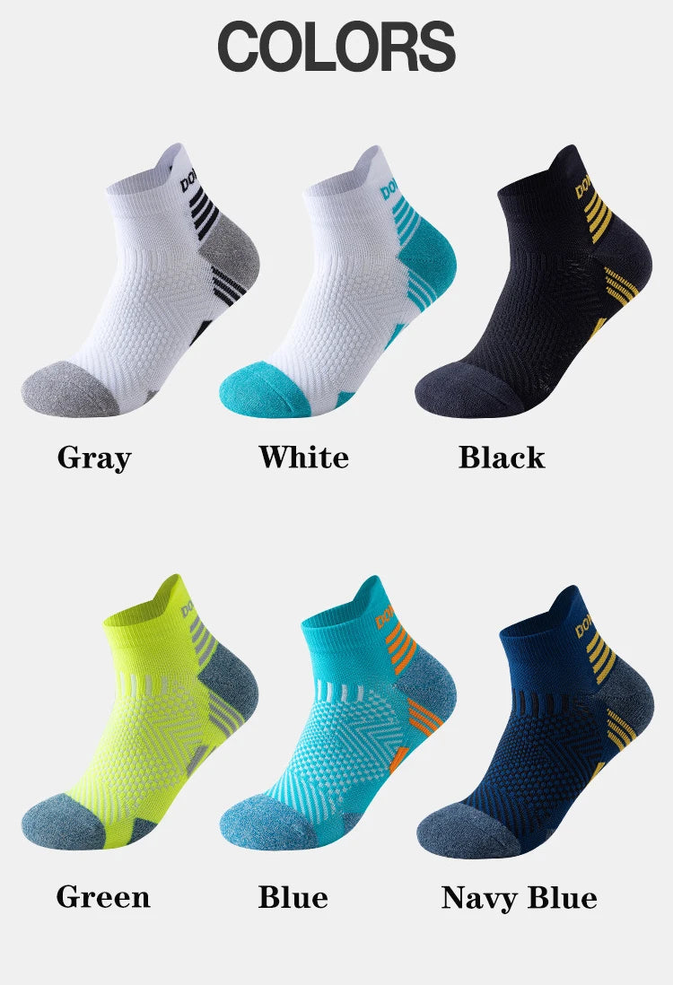 3 Pairs Marathon Socks Men Women Professional Sport Ankle Running Socks Thickened Cushioned Tube Low Cut Fitness Short Sock Mesh
