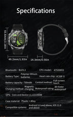 GPS Smart Watch for Men 2G ROM GPS Offline Maps Waterproof Swim Hiking Fitness Tracker Sleep SpO2 Rugged Durable Smartwatch GPS