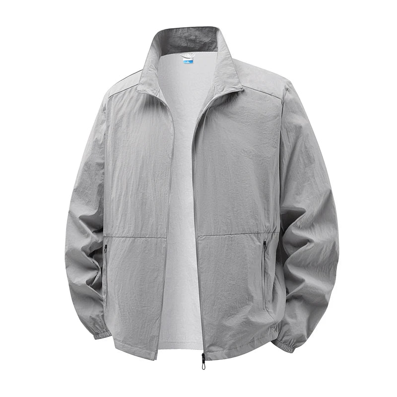 Men's Sun Protection Jacket Ultrathin Windbreaker Summer Outdoor UV Jacket Loose Stand Collar Oversized Sunscreen Coat Fishing