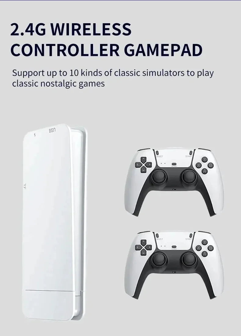4K 64G Retro Game Console: M15 Game Stick with 40000+ Classic Arcade Games, Dual Wireless Controllers 2-Player TV System