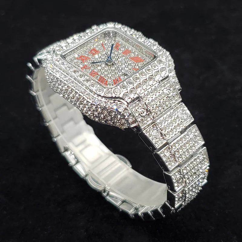 Luxury Full Diamond Watches Women Fashion Bling Silver Stainless Steel Quartz Wristwatch Iced Out Shiny Jewelry Watch 2026 New
