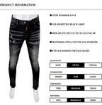 Street Fashion Men's Tight Black Grey Jeans Retro Elastic Slimming Split Style Jeans Men's Retro Designer Brand Jeans Hombre