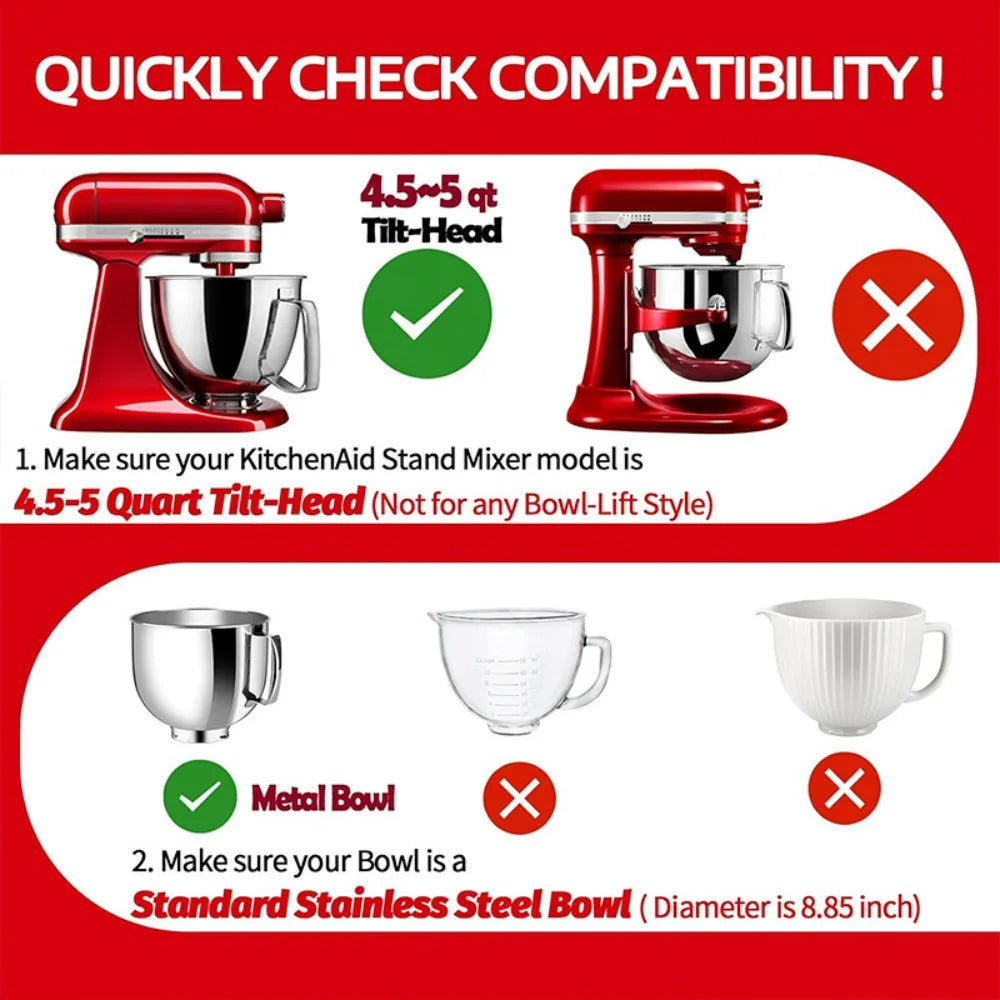 Pouring Shield Splash Guard, Detachable Flip Top Lid for KitchenAid 4.5-5QT Tilt Head Stand Mixer, Mixer Bowl Accessories