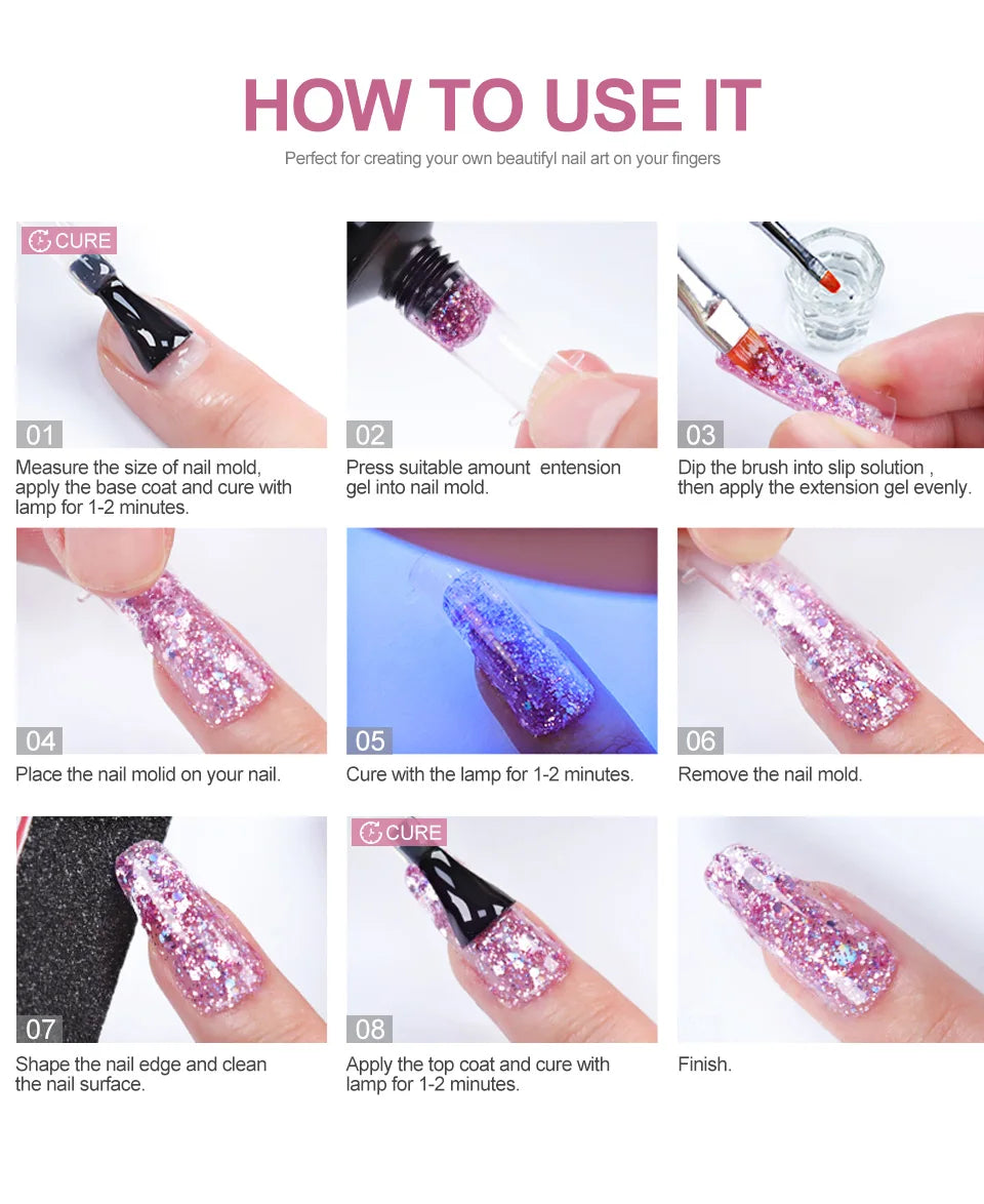 LIMEGIRL Nail Art Kit Poly Nail Gel Extending Soaking Gel Kit Nail Art Acrylic Gel Varnish Kit For Novices Semi Permanent Gel So