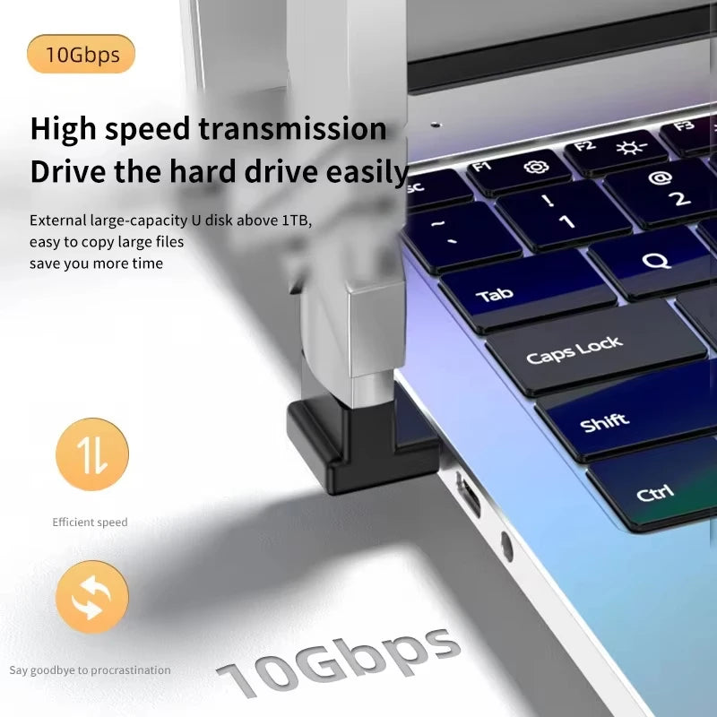 NNBILI USB3.0 Male to Female Right Angle Extension Adapter USB Upward Elbow 90 Degree Adapter 10Gbps For Laptop PC Connector