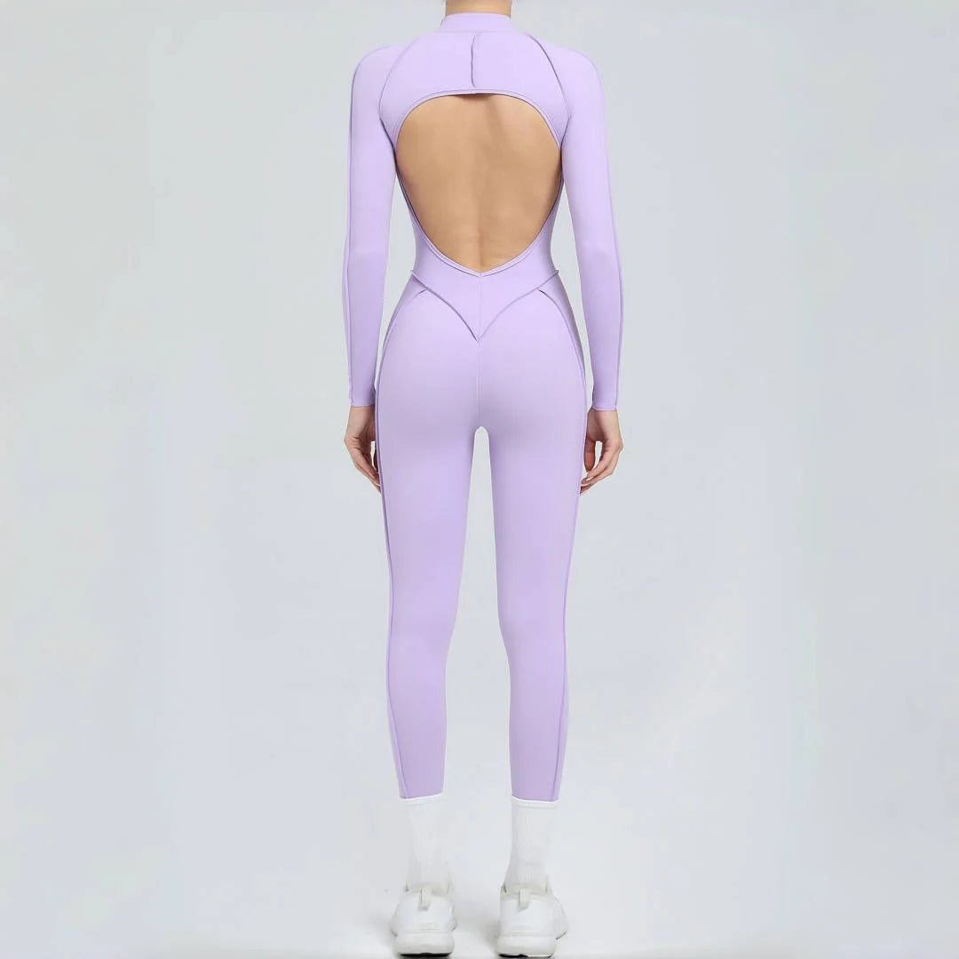 Women's Yoga Jumpsuit Hip Lift Sports Fitness Removable Padding Backless Zipper Leggings One-Piece Running Workout Gym Jumpsuit