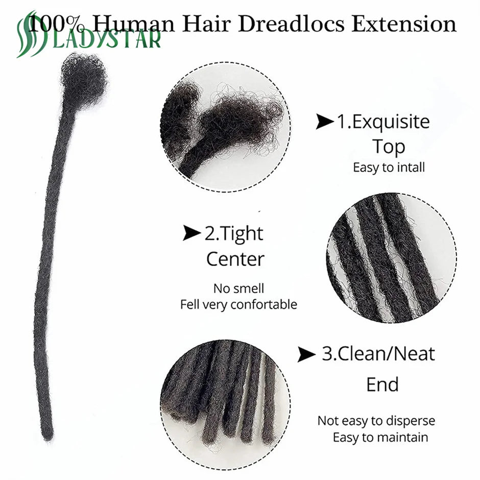 Human Hair Dreadlocks Extensions Brazilian Real Human Hair locks Extensions Handmade Dreadlocks for Women/Men 8-24 Inch