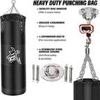 Heavy Punching Bag Set with Ceiling Hook Steel Chain Hanging Heavy Bag for Adults Muay Thai MMA Taekwondo Home Gym Training