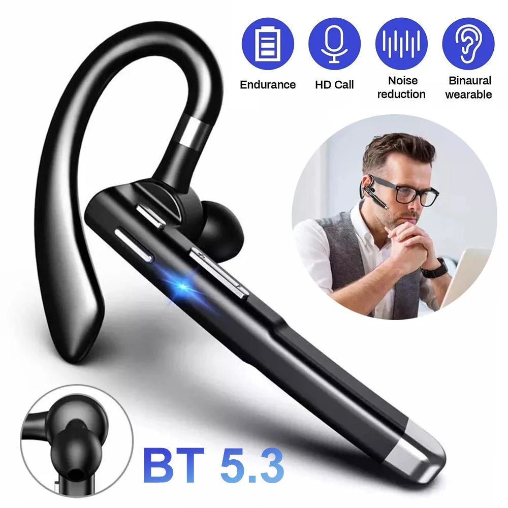 YYK-520 Wireless Headphones Business Bluetooth 5.3 Earphones Hands-free Call Mic Noise Cancelling Headset Earbuds for Driving