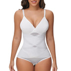 Cross Waist Tummy Control Body Shaping Bodysuit for Women Full Body Control V-Neck Mesh Breathable Briefs Underwear Butt Lifter
