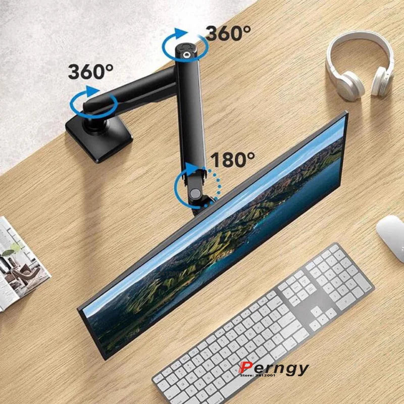 D-MOUNT D80 metal alumin 2-10KG 13"-32" monitor desktop stand mount gas spring arm full motion rotate clamp 0-60mm grommet