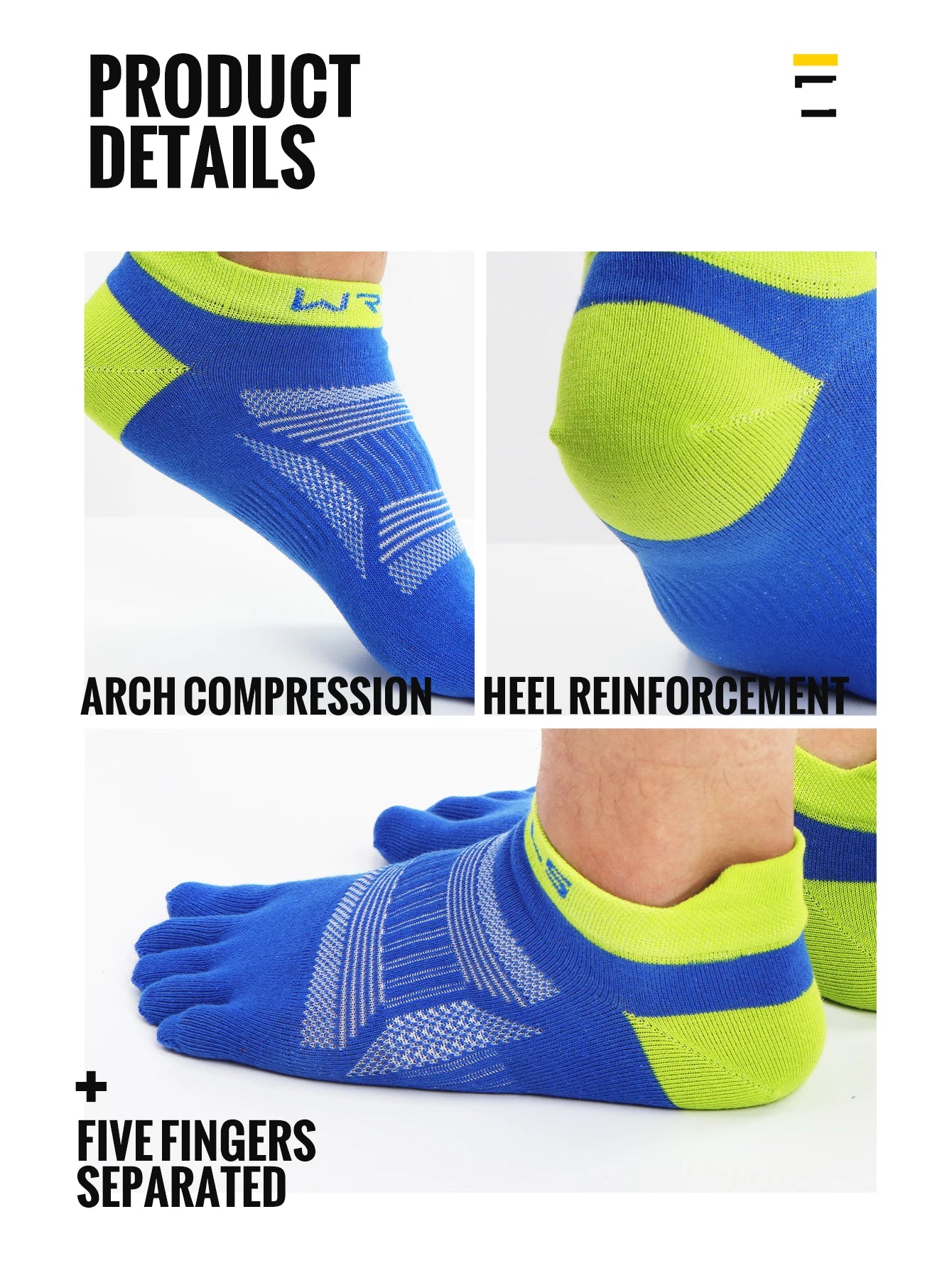 WRELS Toe Socks Running Socks for Men Women Athletic Breathable Five Finger Socks High Performance Athletic  Five Toe Socks