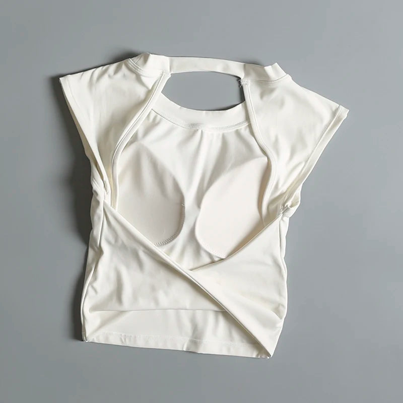Sexy Backless Sports Vest for Women Fixed Chest Pad Tight Quick-Drying Slim Yoga Top Breathable Fitness Shirt