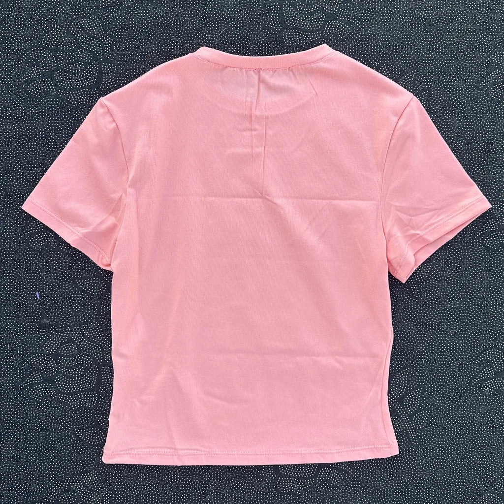Solid color women's soft breathable yoga short-sleeved comprehensive training tight T-shirt with exposed belly button fitness sh