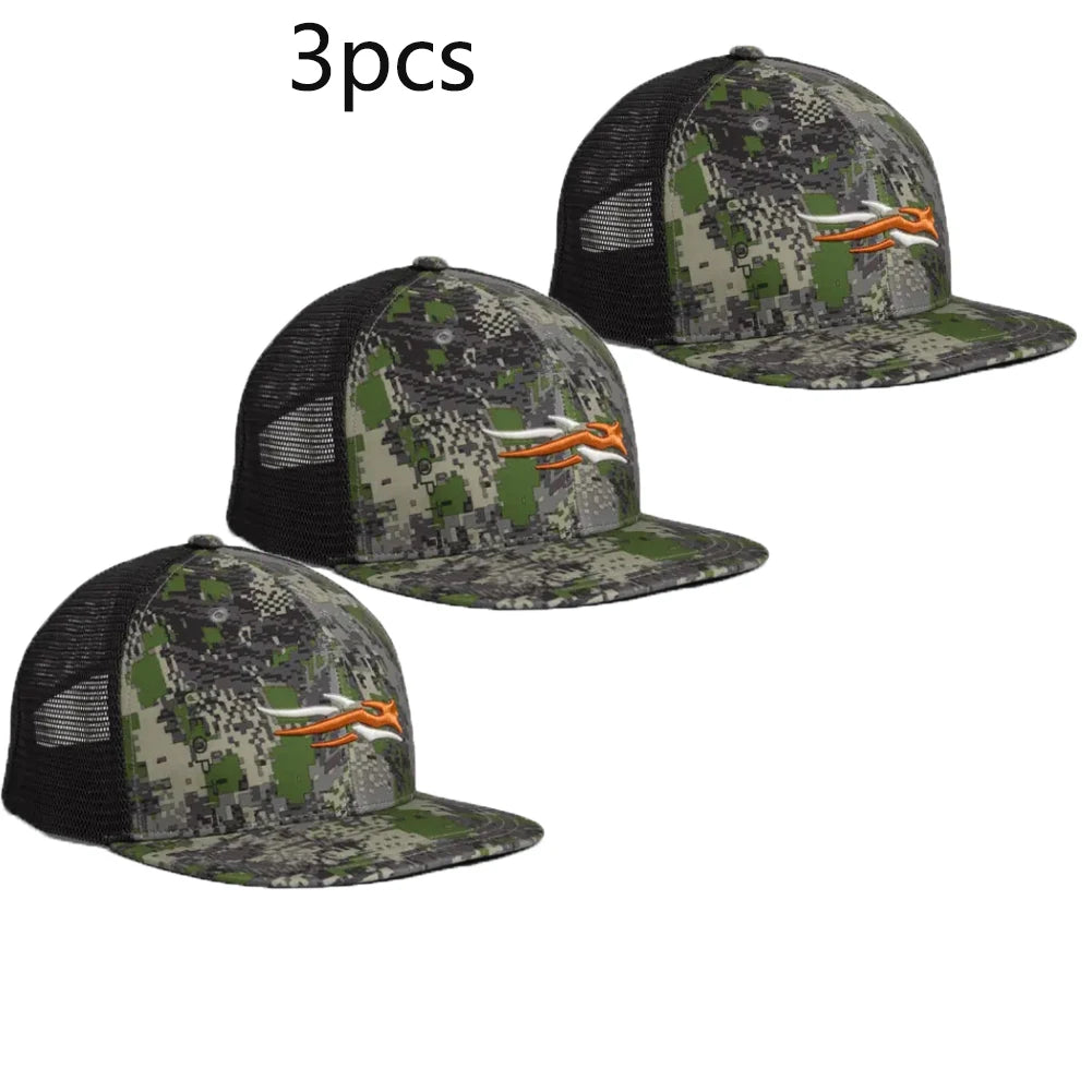 Mens Hunting Hat Camouflage Structured Mesh Baseball Cap Adjustable Classic Mens Fishing Outdoor Sports Hat Breathable