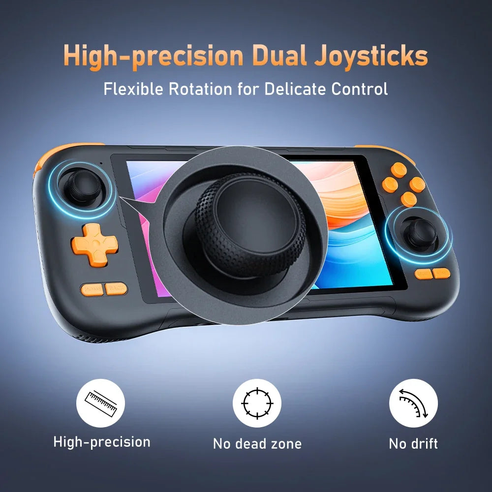 K56 Android 14 portable gaming console with 5.5-inch touchscreen and over 50 retro video game emulators for DC/MAME/SS