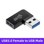 NNBILI USB3.0 Male to Female Right Angle Extension Adapter USB Upward Elbow 90 Degree Adapter 10Gbps For Laptop PC Connector