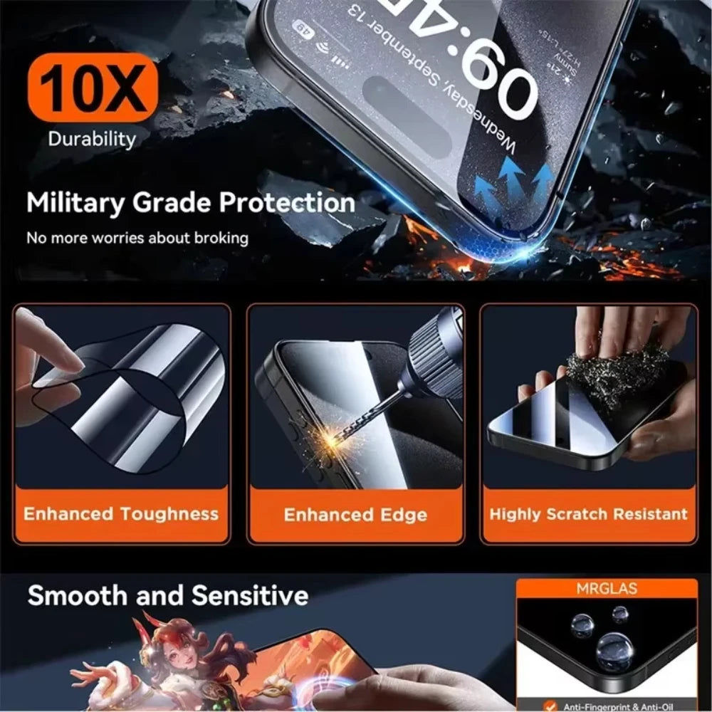 Oleophobic Coating Privacy Screen Protectors For iPhone 17 Pro Air 16 15 11 13 12 14 Pro Max Plus Anti Spy Tempered Glass Film