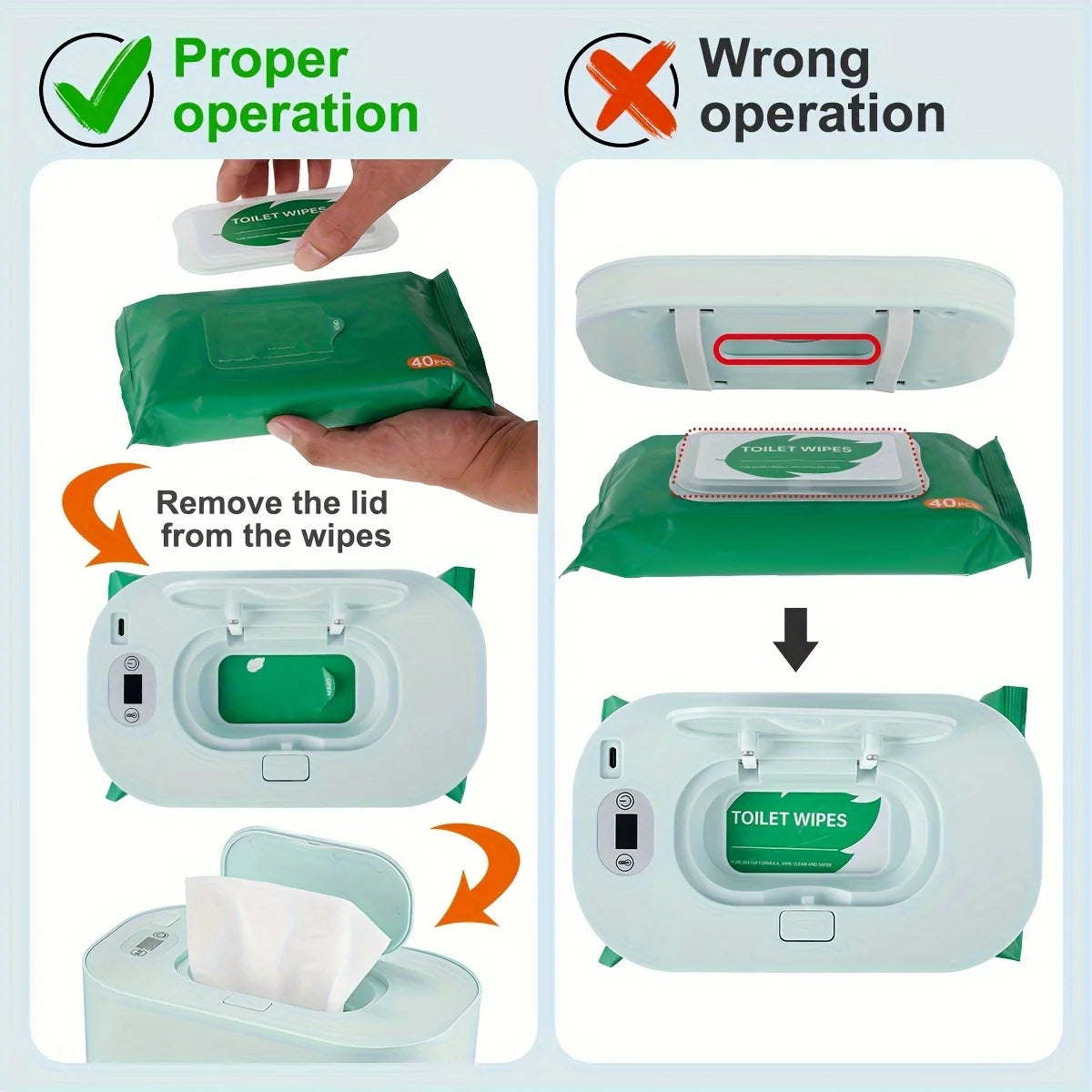 Baby Wipe Warmer with Digital Display Large Capacity Baby Wet Wipes Warmer Dispenser USB Powered, Adjustable Temperature Heating