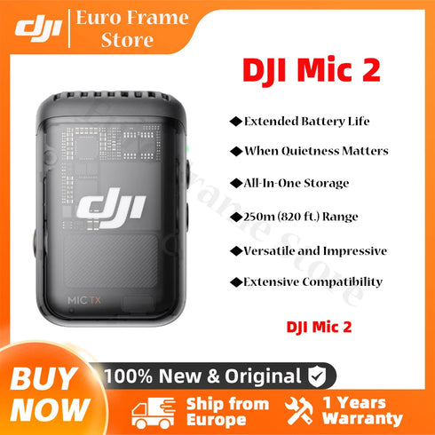 DJI Mic 2 Wireless Microphone with smart Noise Cancelling 32-bit Float Internal record Optimized Sound m Range