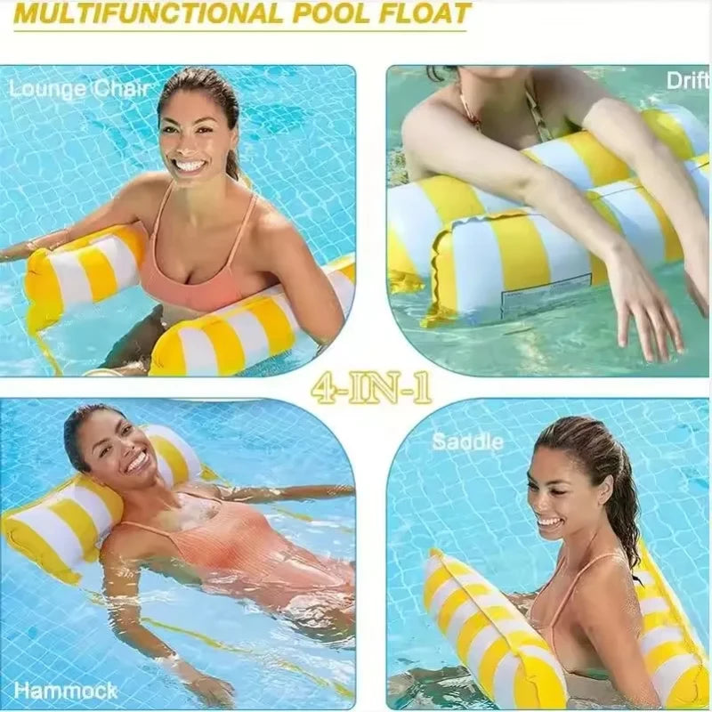 Summer Swim Inflatable Floating Water Mattresses Hammock Stripe Lounge Chairs Pool Water Sports Toys Floating Mat Pool Toys Kids