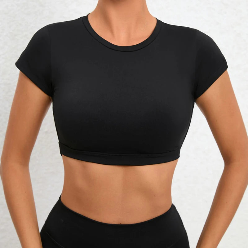 Hearuisavy Summer Sports Shirts Breathable Workout Tops Fitness Sportswear Backless Yoga Clothing Sport Crop Tops Women Gym Top Secondary image