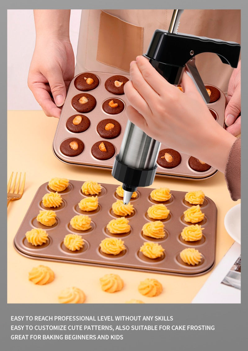 Stainless Steel Cookie gun Cake Cream Decorating Gun Cookie Making Machine Nozzles Mold Pastry Syringe Extruder Baking Tools