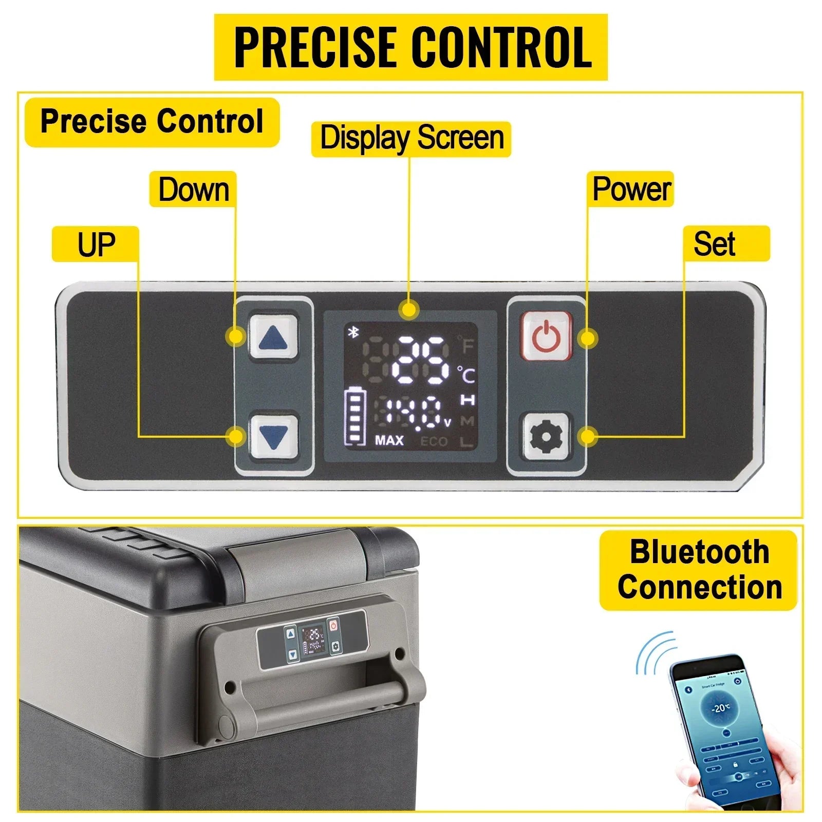 VEVOR Car Refrigerator Portable Compressor Cooler 35-55L Mini Fridge Freezer 12/24V DC 110-240V Ice Box for Camping Picnic Frige