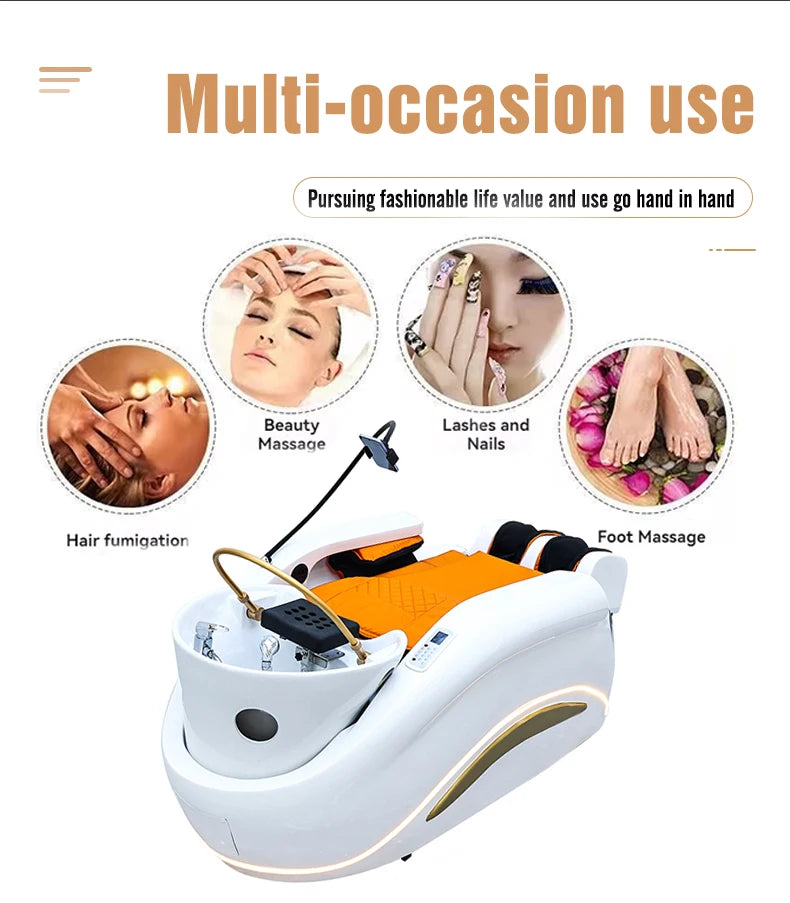 Electric adjustable hair spa chair head washing station shampoo massage bed for salon shop