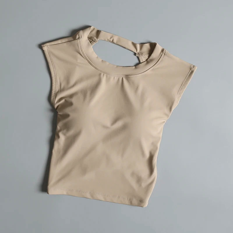 Sexy Backless Sports Vest for Women Fixed Chest Pad Tight Quick-Drying Slim Yoga Top Breathable Fitness Shirt