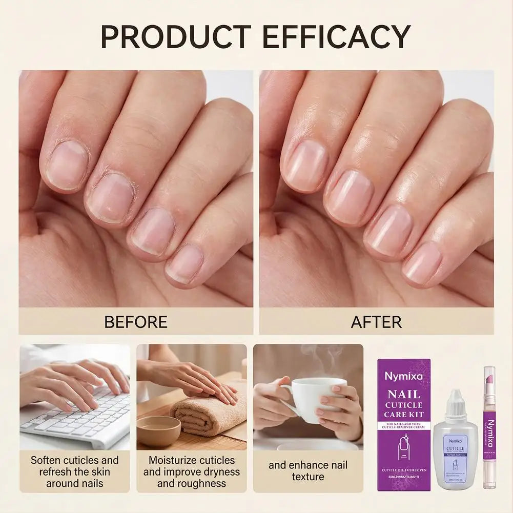 1/2set Nail Cuticle Care Kit,Nail Soften Oil Cuticle Remover for Gel Overgrown Cuticles Soften Eliminating Exfoliant for Nails