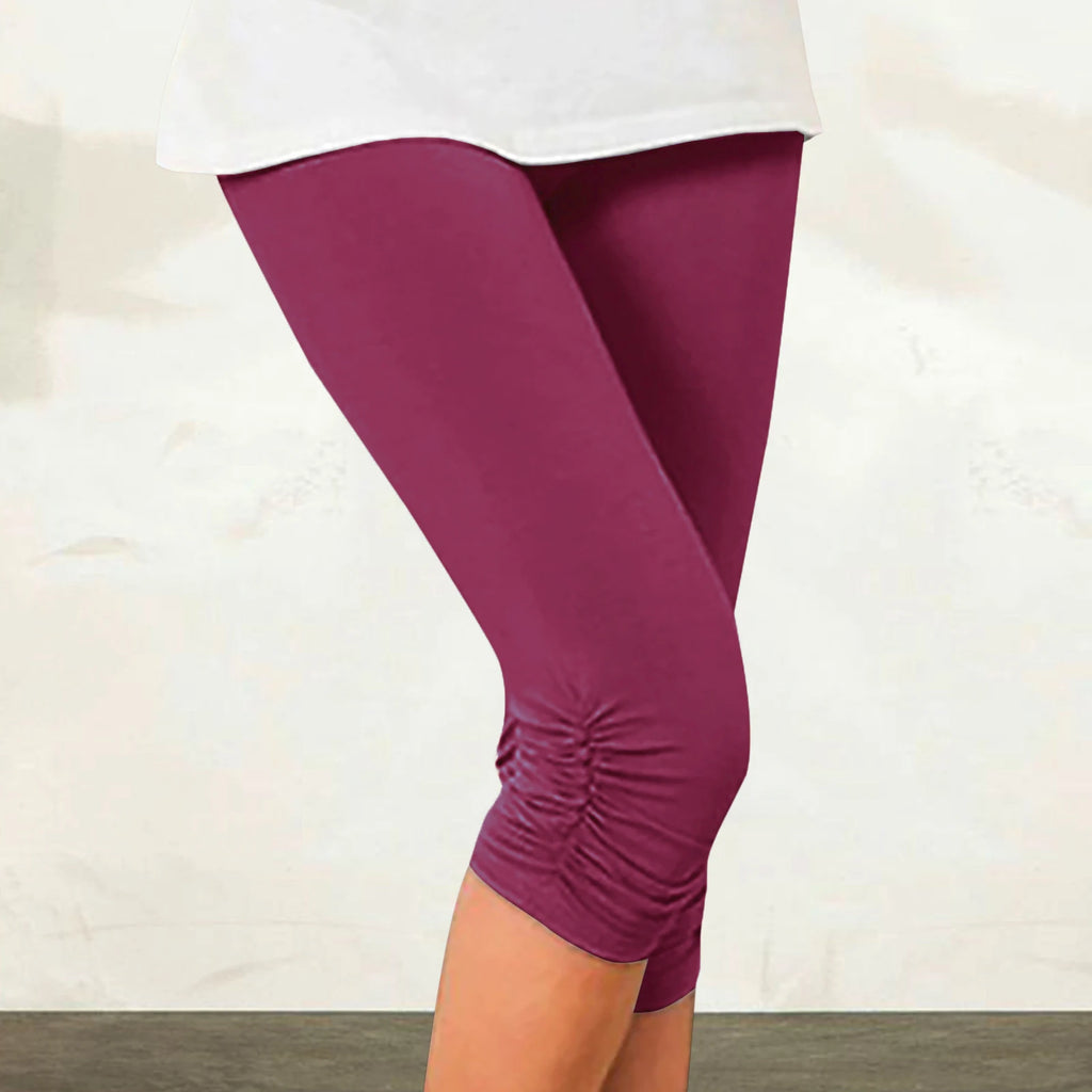 Elastic High Waist Sporty Women Clothing Skinny Pants Elastic Quick Dry 3/4 Sports Leggings Short Trousers Casual Solid Summer