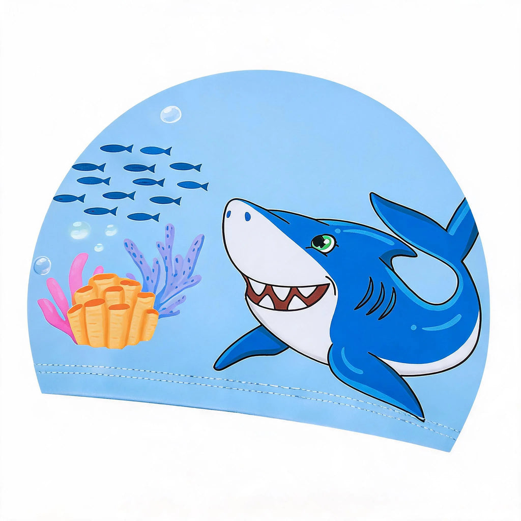 Kids Cartoon Animal Swim Cap 4Pcs/Set Quick Dry Polyester Nylon Elastic Bathing Hats for Boys Girls