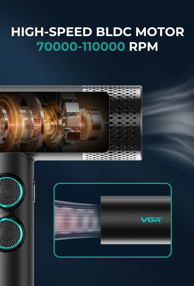 VGR Hair Dryer Professional Hair Dryer BLDC Motor Hair Styling Blow Dryer Machine 110000 RPM Negative Ion Salon Air Blower V-401
