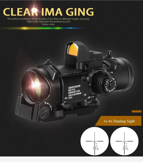 1x-4x Fixed Dual Purpose Scope With Mini Red Dot Scope Red Dot Sight Hunting Scopes