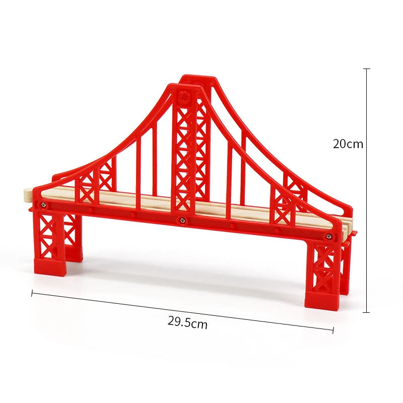 Wooden Train Track Assembly Toys For All Thomas Trains Car Bridge Piers Traffic Light Beech Wooden Railway Kid Creative Toy
