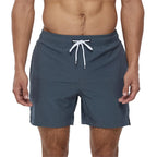 Escatch 2026 Summer Man Swimwear Solid Fashion Quick Dry Drawstring Elastic Waist Surfing Zipper Pocket Gym Beach Pants Shorts