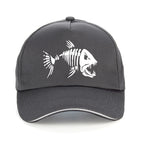 Men Outdoor Fishing Cap Fishing Hat Baseball Golf Hunting Cap with Cartoon Fish Bones snapback hat