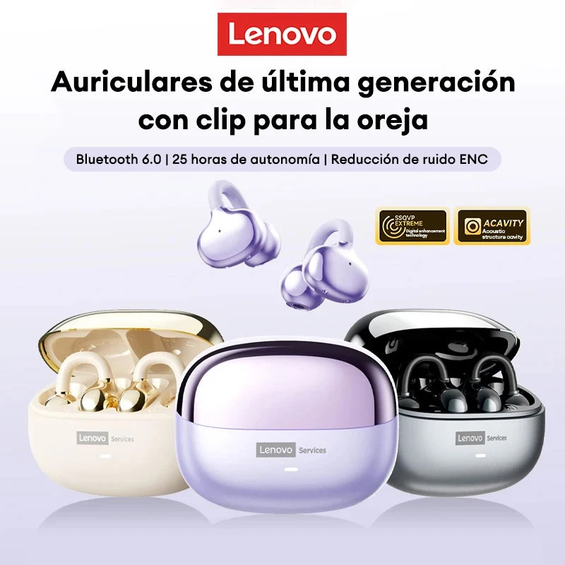 Lenovo LE302 Wireless Bluetooth 6.0 Headset Long Battery Life Sports Ear Clip Earphones HIFI Stereo Noise Cancelling Headphones Main image