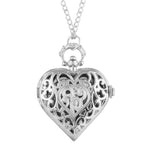 Stylish romantic heart-shaped diamond quartz women's necklace pocket watch souvenir gift for girls