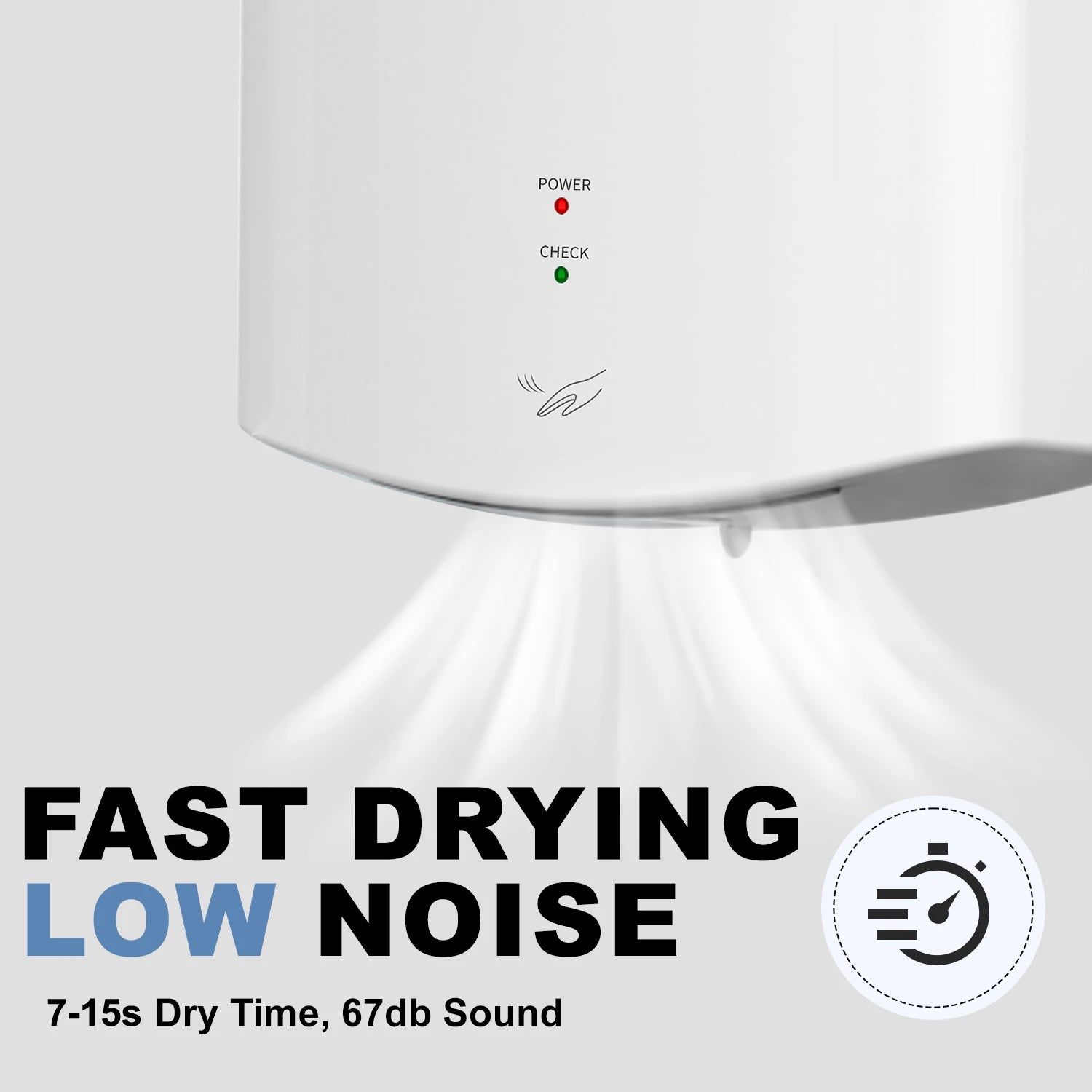AIKE Bathroom Hands Dryer Wall Mounted Automatic High Speed Hands Dryer Commercial Smart Sensor Hands Drying Machine AK2630S