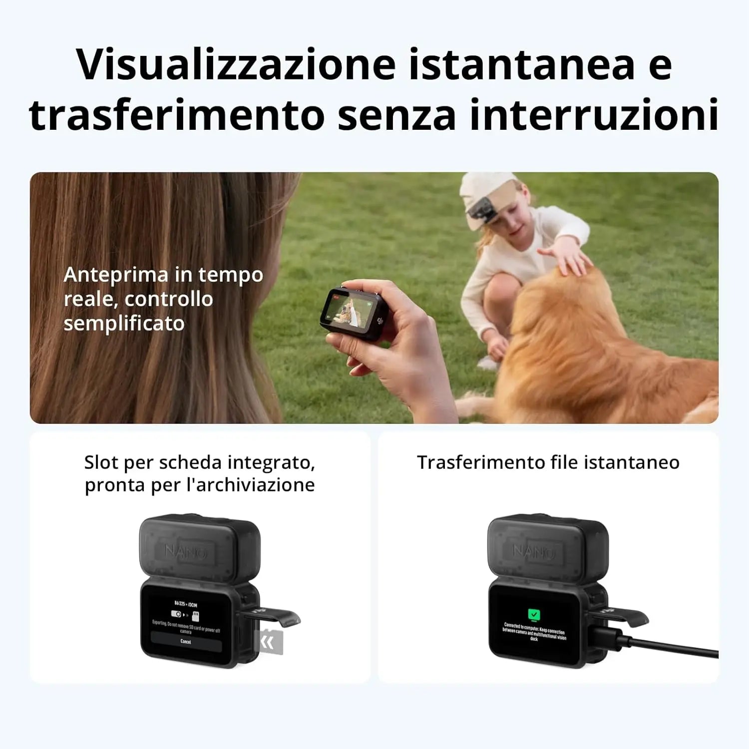 DJI Osmo Nano Standard Combo Action Camera 64GB/128GB Next-Gen 1/1.3 Sensor 4K POV Camera for Vlogging, Live Streaming, and Remote Control